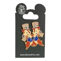 Disney Pin - Chip 'n' Dale Patriotic Flags And Hats