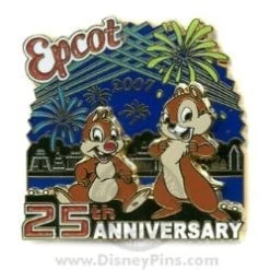 Disney Epcot Pin - 25th Anniversary - Chip And Dale