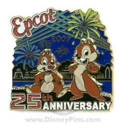 Disney Epcot Pin - 25th Anniversary - Chip And Dale