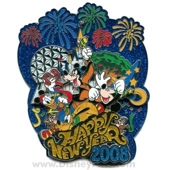 Disney Jumbo Pin - Happy New Year 2008