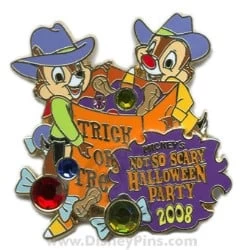 Disney Not So Scary Halloween Party Pin - 2008 - Cowboy Chip And Dale