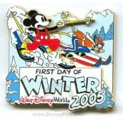 Disney First Day Of Winter Pin - 2005 Mickey Mouse And Goofy