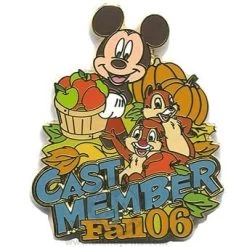 Disney Cast Member Pin - Fall - Chip And Dale With Mickey Mouse