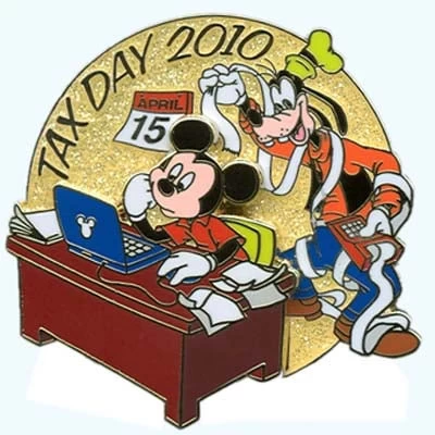 Disney Tax Day Pin - Mickey Mouse Goofy