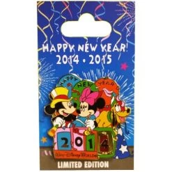 Disney New Year Pin - 2014 2015 - Mickey & Minnie Mouse Spinner