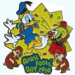 Disney Holiday Pin - April Fools Day 2010 - Donald And Chip And Dale