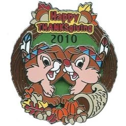 Disney Happy Thanksgiving Pin - 2010 Chip And Dale