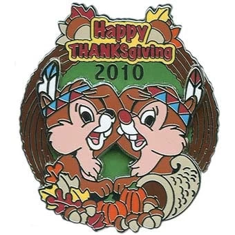 Disney Happy Thanksgiving Pin - 2010 Chip And Dale