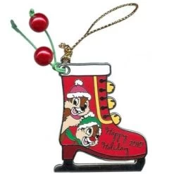 Disney Happy Holidays Pin - Ice Skate Ornament 2010 - Chip N Dale