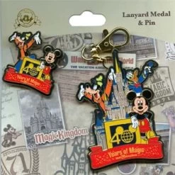 Disney Lanyard Medal And Pin Set - 40th Anniversary - Mickey And Pals