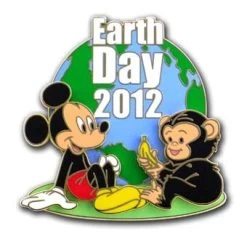 Disney Earth Day Pin - 2012 - Mickey Mouse And Chimpanzee