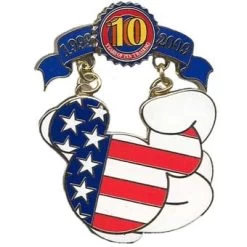 Disney Pin Trading 10th Anniversary Pin - Tribute - Mickey Flag Icon