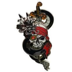 Disney Pirates Of The Caribbean Pin - Skull With Sliding Sword