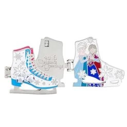 Disney Season's Greetings Pin - 2016 Skates Anna And Elsa