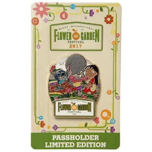 Disney Flower & Garden Festival Pin - 2017 Passholder Lilo And Stitch