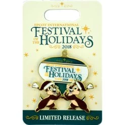Disney Festival Of The Holidays Pin - 2018 Chip And Dale Logo