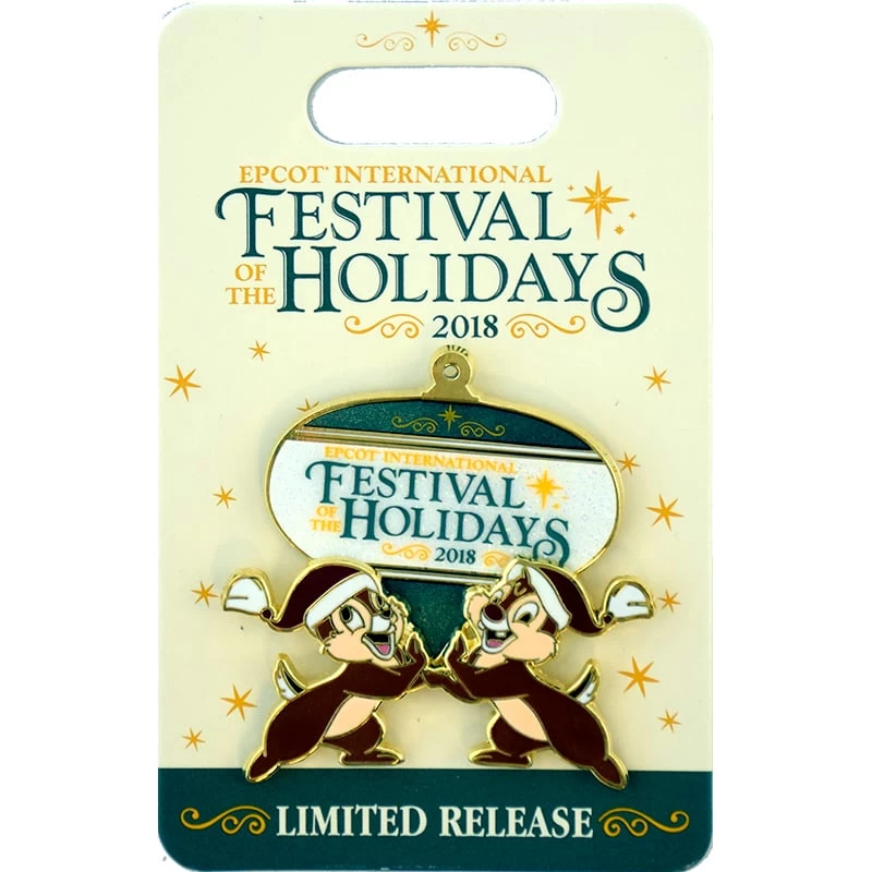 Disney Festival Of The Holidays Pin - 2018 Chip And Dale Logo