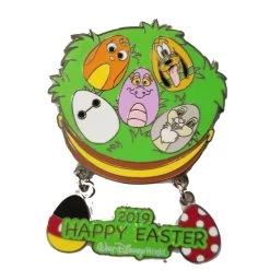Disney Easter Pin - 2019 HAPPY EASTER Characters In Eggs Dangle