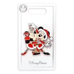 Disney Pin - Santa Mickey And Minnie Mouse Kissing Holiday Pin