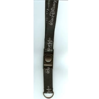 Disney Lanyard - Black With Embroidered White Disney World Logo