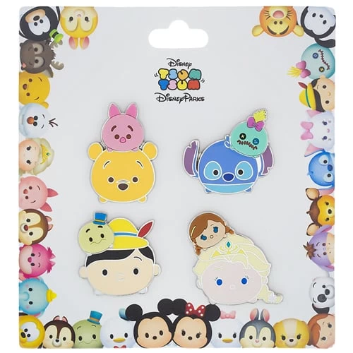 Disney 4 Pin Booster Set - Tsum Tsum - Frozen Stitch Pooh Pinocchio