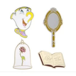 Disney 4 Pin Set - Beauty And The Beast Icons - Chip Rose Mirror