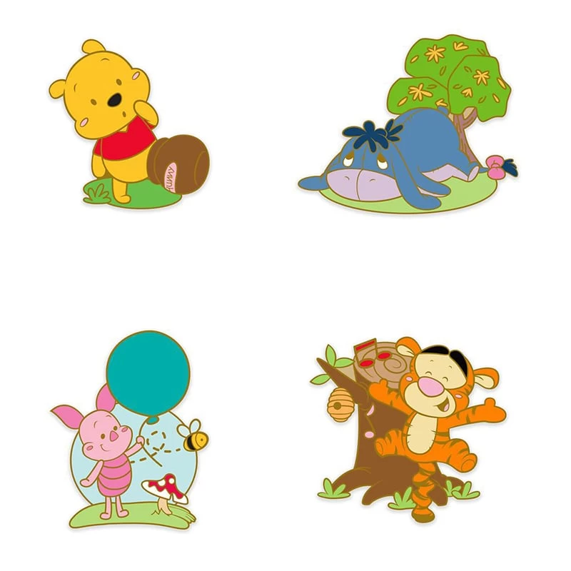 Disney Pin Starter Set W/ Lanyard - Winnie The Pooh - Kawaii Characters